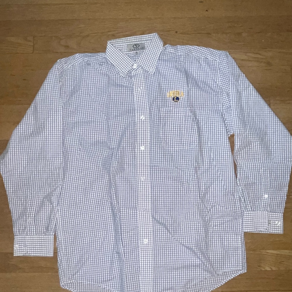 White and Blue Casual Button Down Shirts